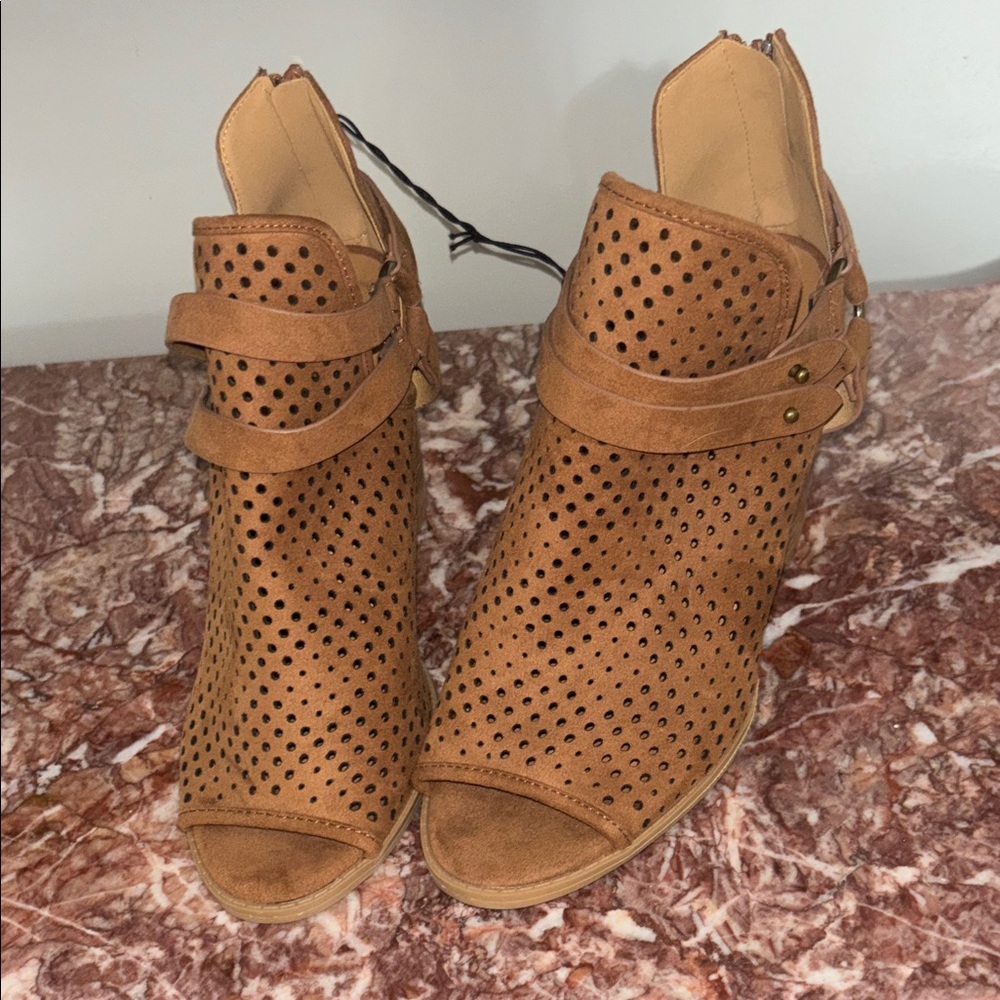 Altar'd State Brown Peep-Toe Ankle Booties